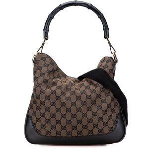 GUCCI Vintage DIANA BAMBOO SIGNATURE GG CANVAS AND LEATHER SHOULDER BAG TOM FORD